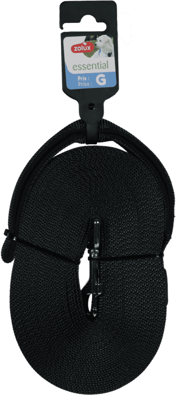 ZOLUX Lange Gurtbandleine für Hunde, 10 m, 20 mm, schwarz – Bild 1
