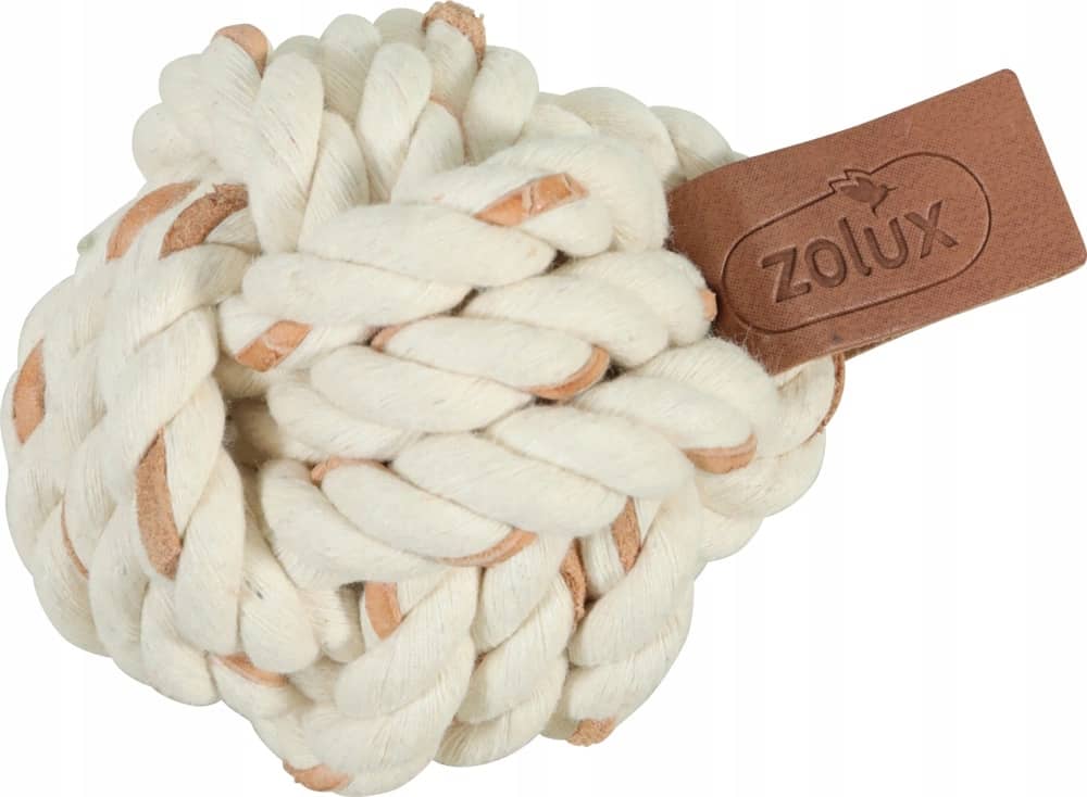 ZOLUX LEATHER TOUCH Seilball für Hunde zum Apportieren, 7 cm – Bild 2
