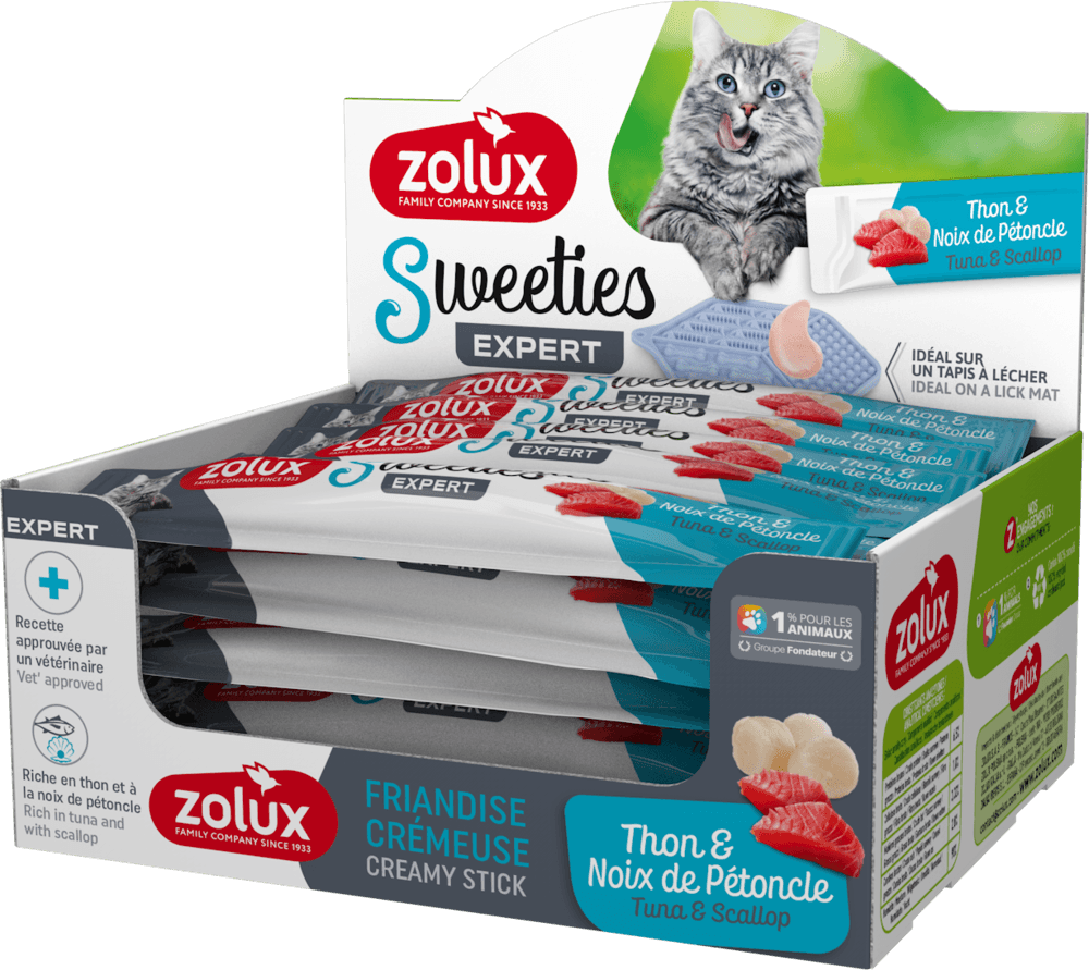 ZOLUX SWEETIES Cremesnack für Katzen mit Thunfisch und Jakobsmuscheln, 14 g – Bild 4