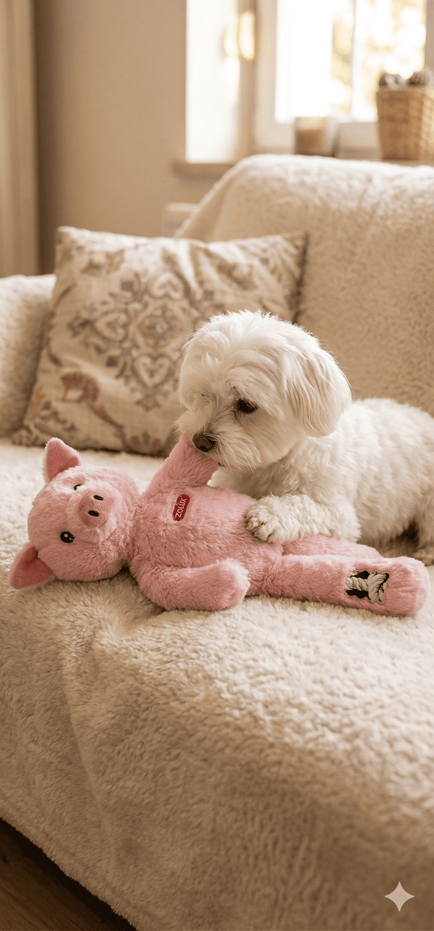 ZOLUX FURRY FARM Plüsch-Hundespielzeug, Schwein Jason, 33 cm – Bild 7