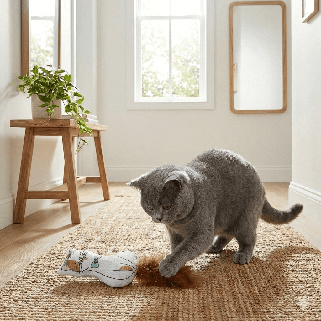 ZOLUX CHATOUILLE Katzenspielzeug, Katze mit Feder und Katzenminze, 13 cm – Bild 3