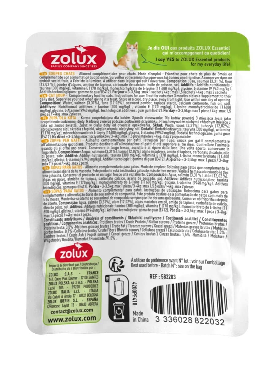ZOLUX LAPPIES Katzensuppe mit Thunfisch und Lachs, 50 g – Bild 8