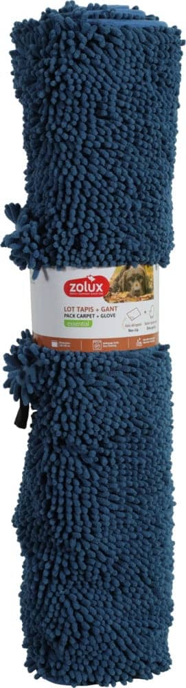 ZOLUX Mikrofaser-Handtuchmatte mit Handschuh zum Trocknen von Hunden, 120 × 80 cm, blau – Bild 4