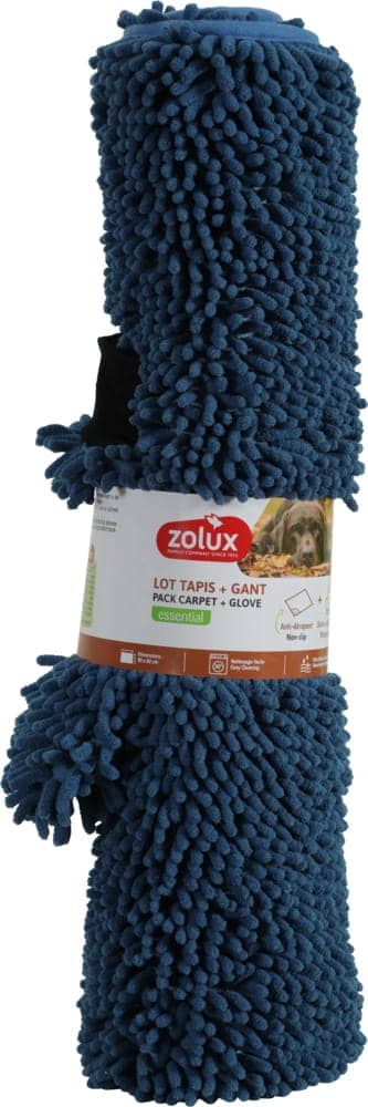 ZOLUX Mikrofaser-Handtuchmatte mit Handschuh zum Trocknen von Hunden, 90 × 60 cm, blau – Bild 3