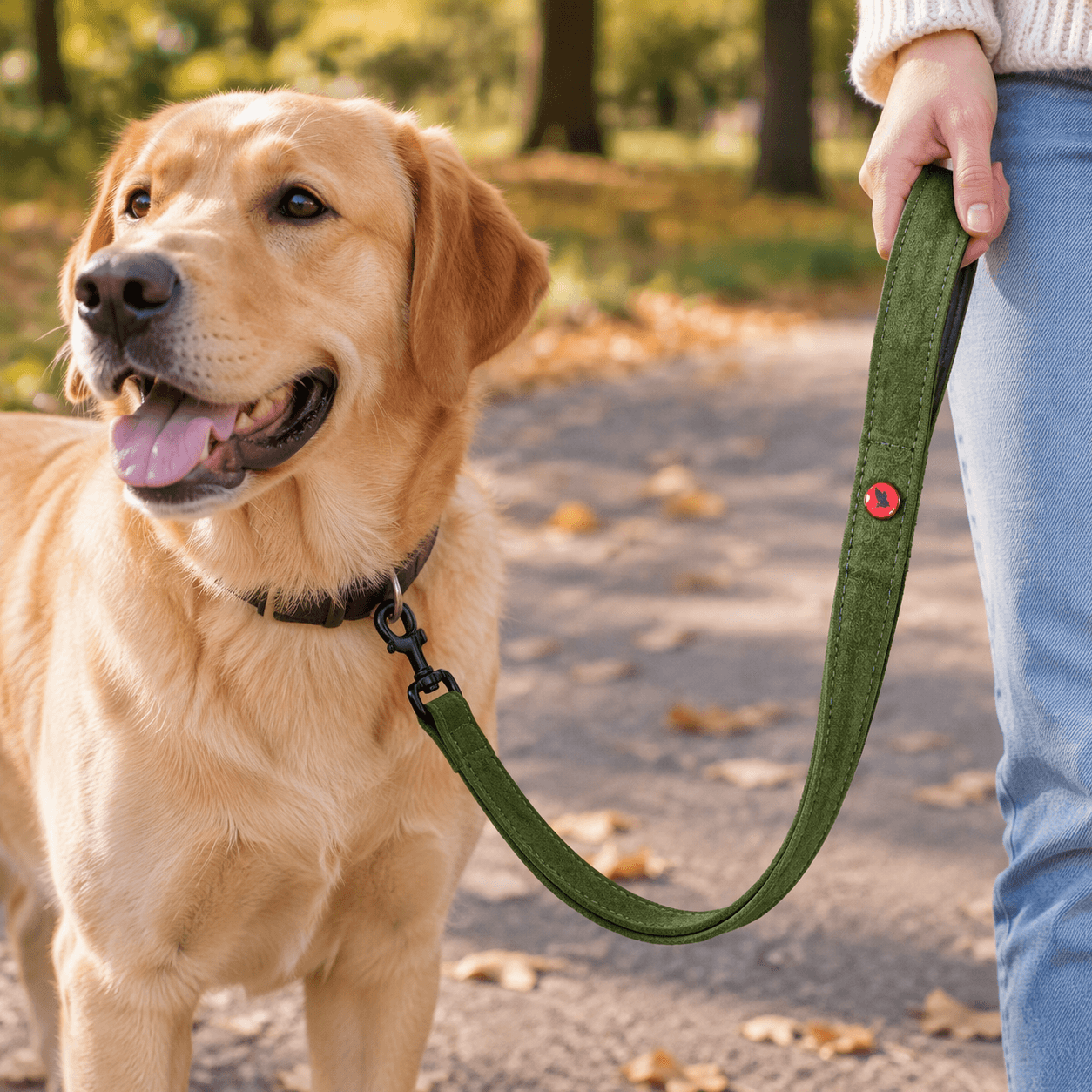 ZOLUX Komfort-Lederleine für Hunde, 1 m, 15 mm, grün – Bild 6