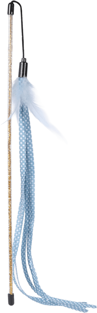 ZOLUX DOTIE Katzenspielangel mit Bändern und Federn, blau, 45 cm – Bild 2