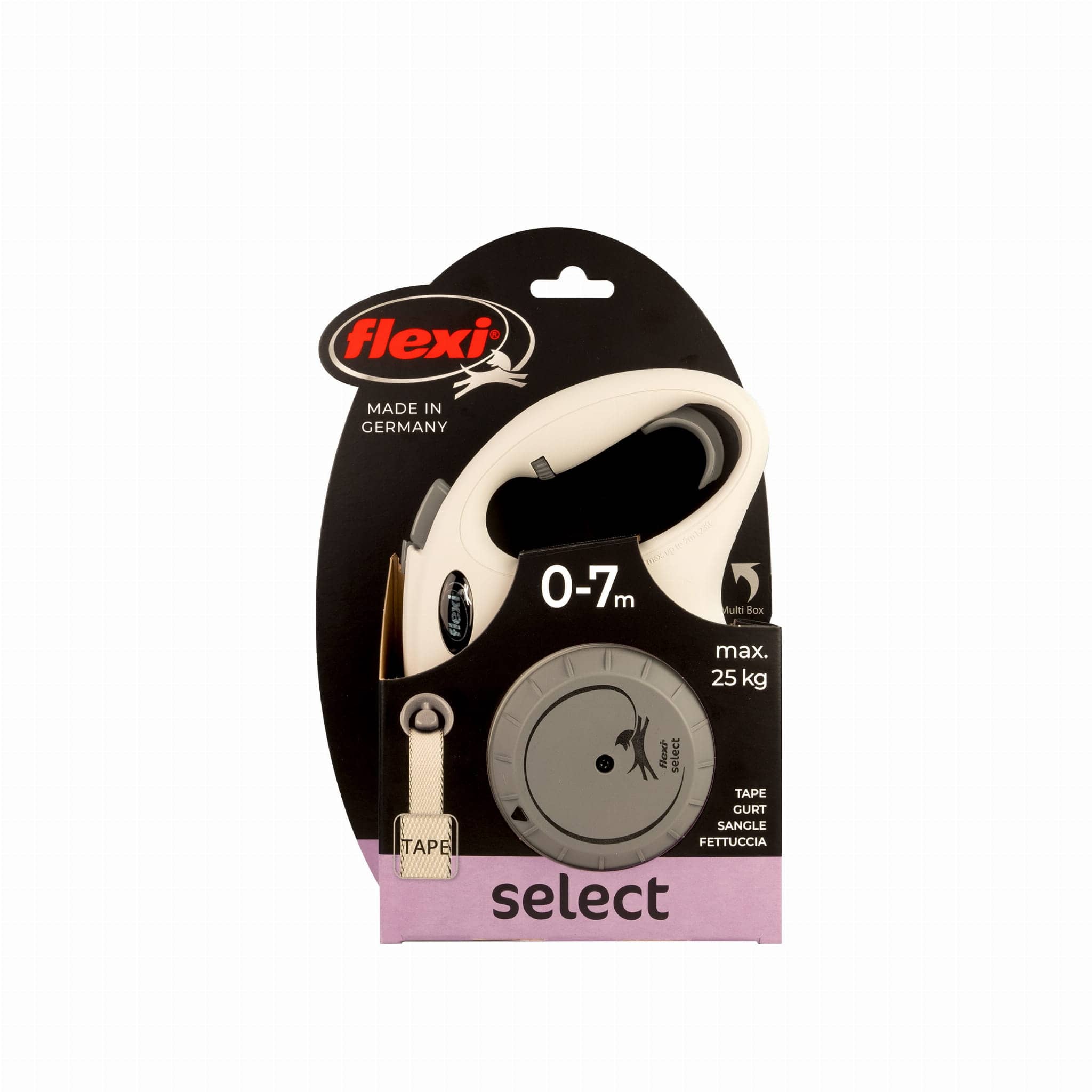 FLEXI SELECT Automatikleine für Hunde, Band, 7 m, hellgrau – Bild 2