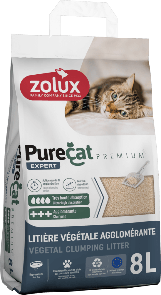 ZOLUX PURECAT Premium natürliche pflanzliche Klumpstreu, 8 l – Bild 3