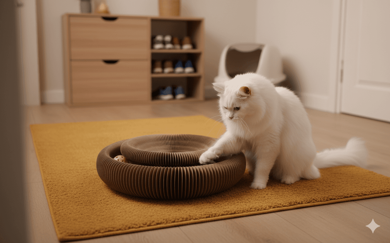ZOLUX CHATOUILLE Zusammenklappbares 4-in-1-Katzenkratzbrett in Pfotenform mit Ball und Katzenminze – Bild 9