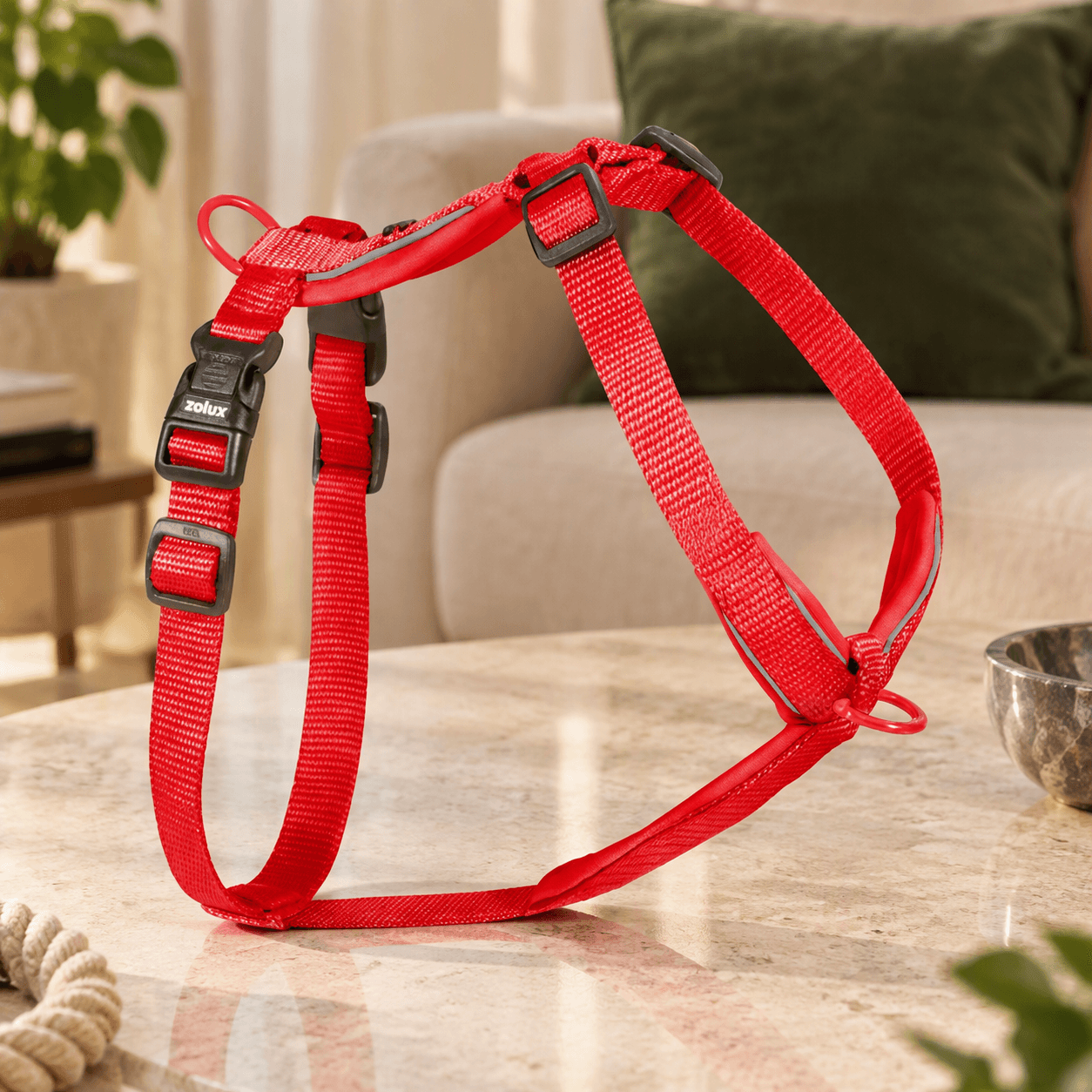 ZOLUX Premium-Nylon-Hundegeschirr, Größe L/XL, 65–97 cm, 25 mm, rot – Bild 3