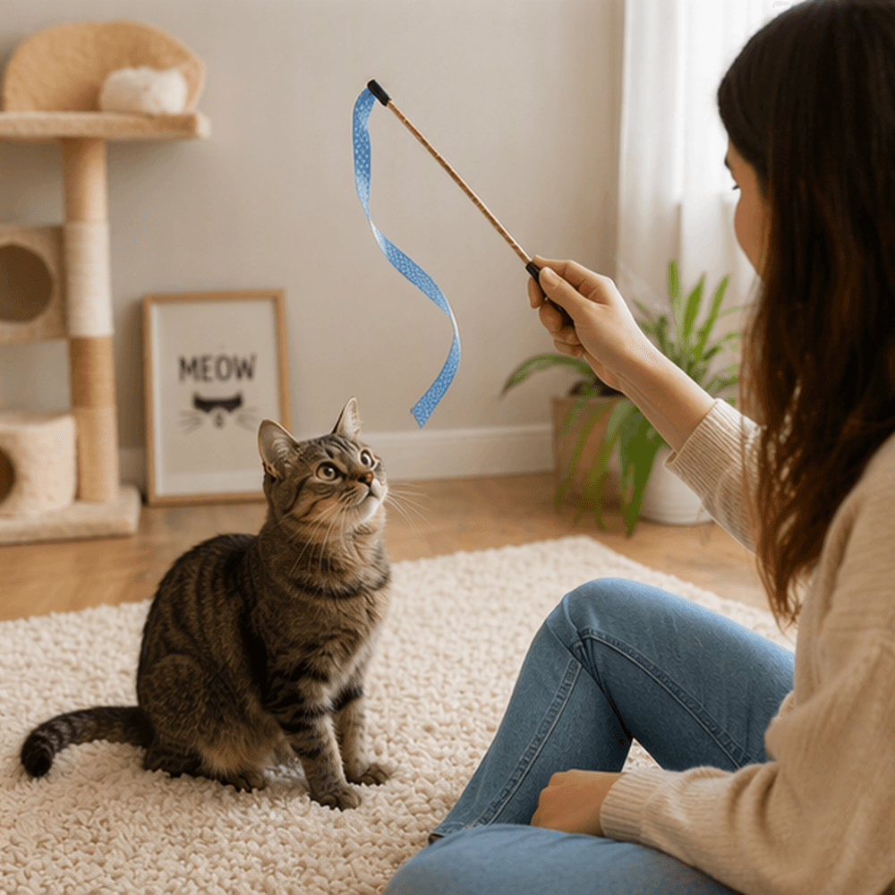 ZOLUX DOTIE Katzenspielangel mit Bändern, blau, 80 cm – Bild 4