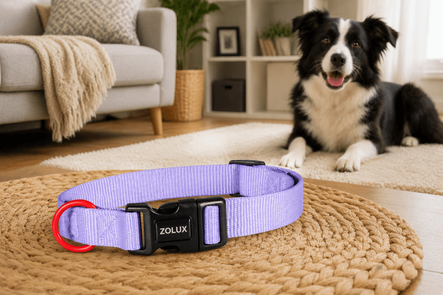 ZOLUX Klassisches Nylon-Hundehalsband, 31–48 cm, 20 mm, lila – Bild 4