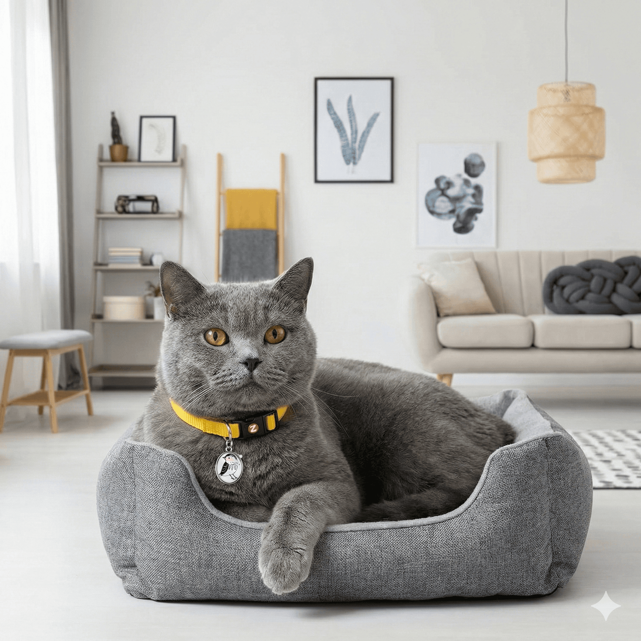 ZOLUX CHATOUILLE Katzenhalsband mit Vogel-Anhänger, gelb – Bild 5