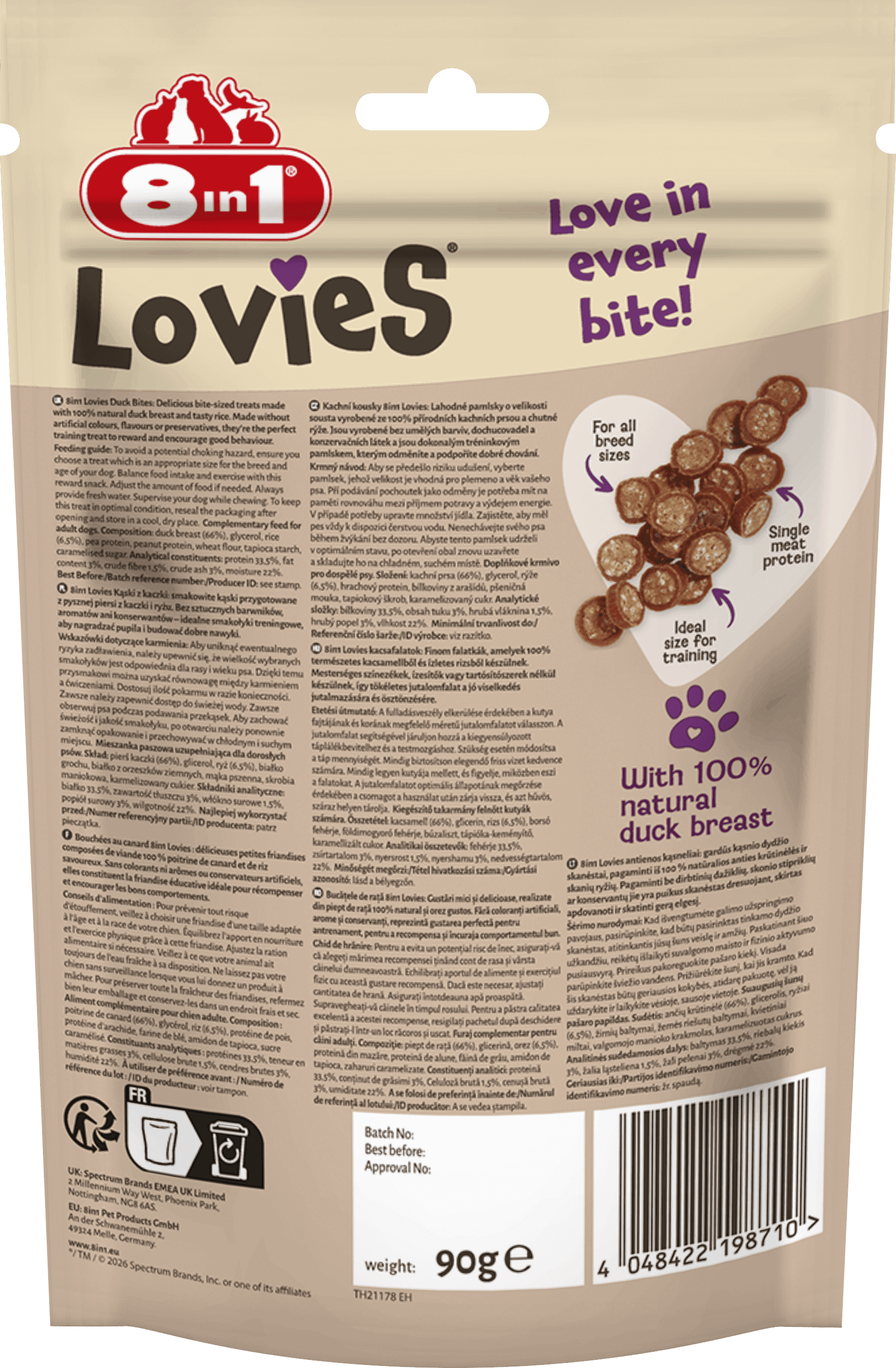 8in1 Lovies Bites Trainingsleckerlis Ente 90g – Bild 2