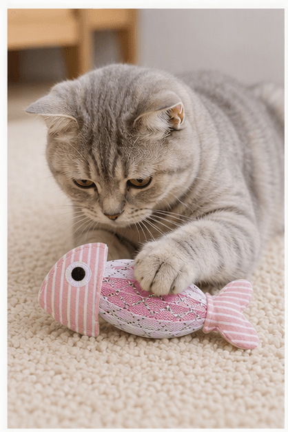 ZOLUX Katzenspielzeug MALO Fisch mit Federeffekt, 13 cm, rosa – Bild 4