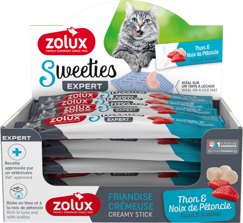 ZOLUX SWEETIES Cremesnack für Katzen mit Thunfisch und Jakobsmuscheln, 14 g – Bild 3