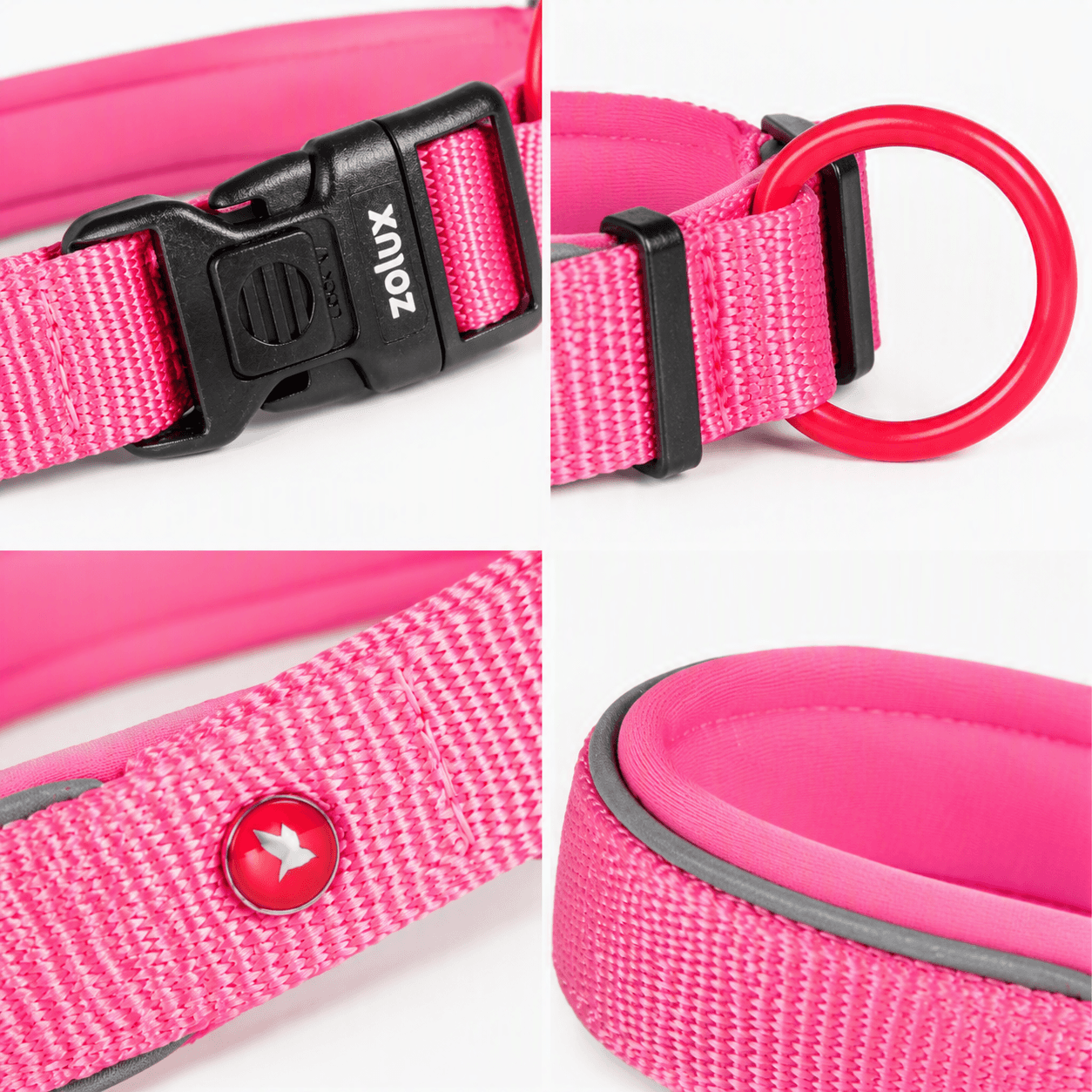 ZOLUX Premium-Nylon-Hundehalsband, Größe L, 45–50 cm, 25 mm, fuchsia – Bild 6
