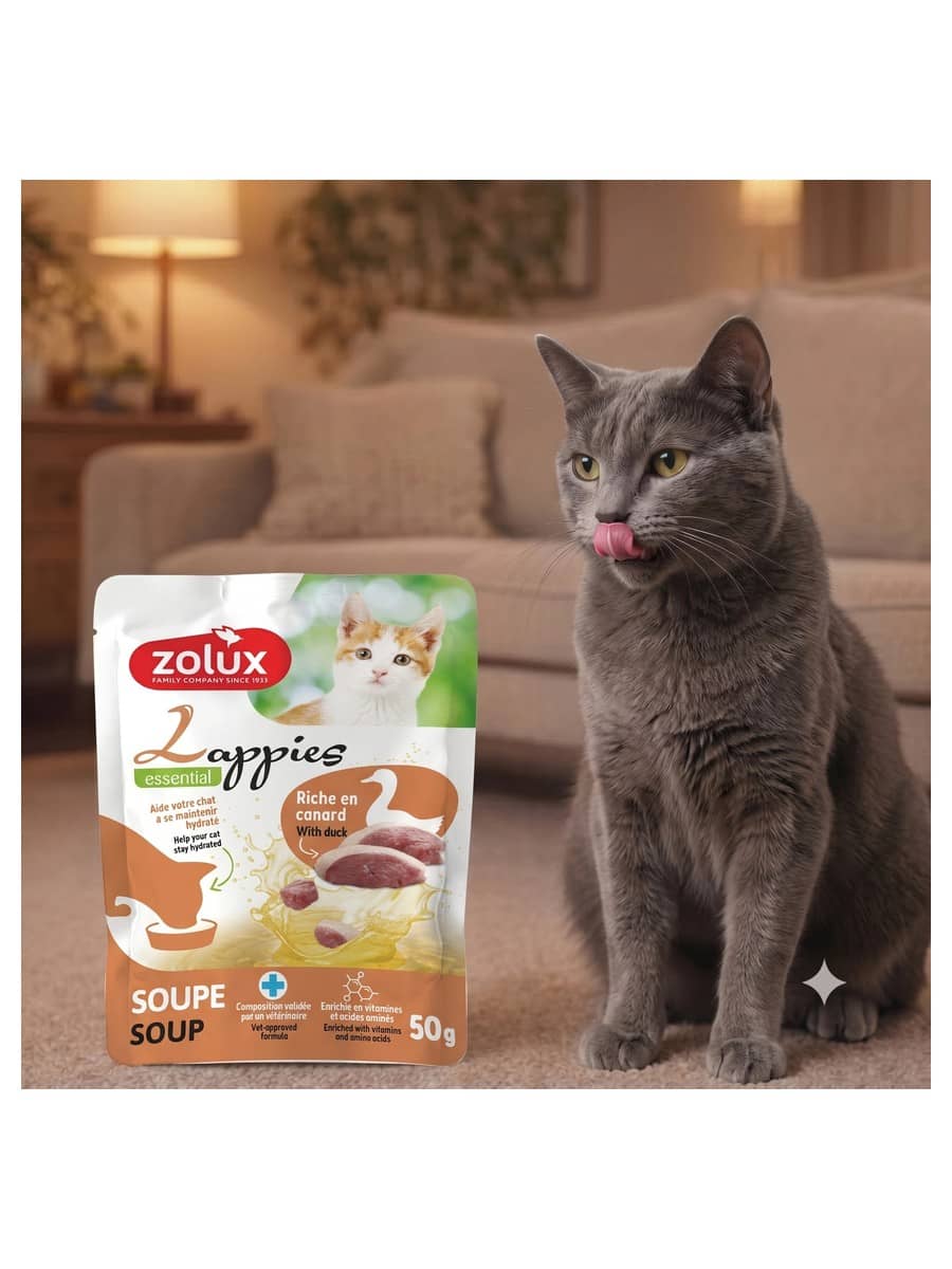 ZOLUX LAPPIES Katzensuppe mit Ente, 50 g – Bild 9