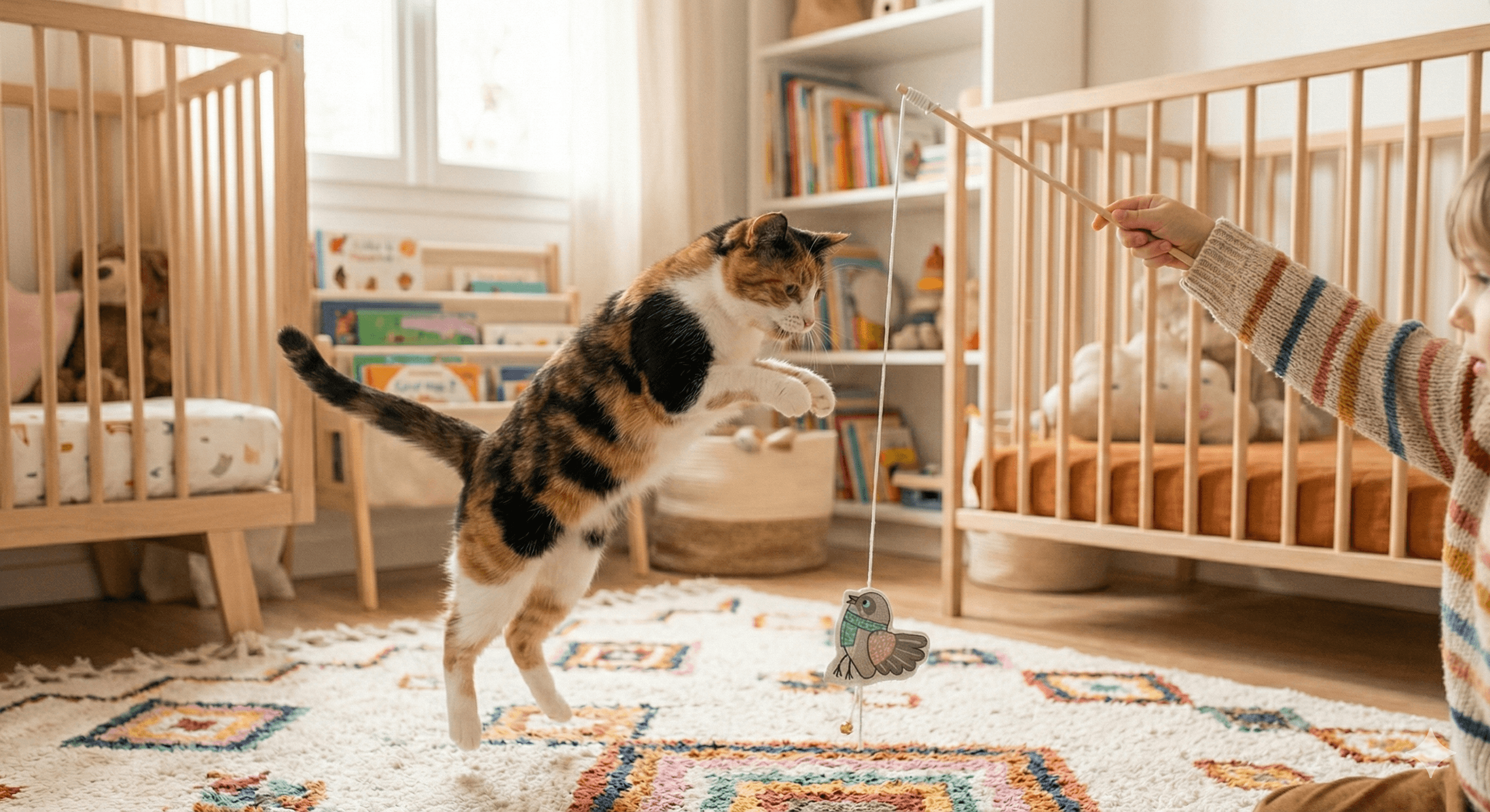 ZOLUX CHATOUILLE Bambus-Spielangel für Katzen mit Vogel im Schal, 48,8 cm – Bild 6