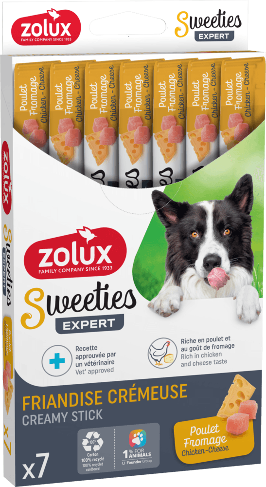 ZOLUX SWEETIES Cremiger Hundesnack mit Huhn und Käse 7 x 14 g – Bild 3
