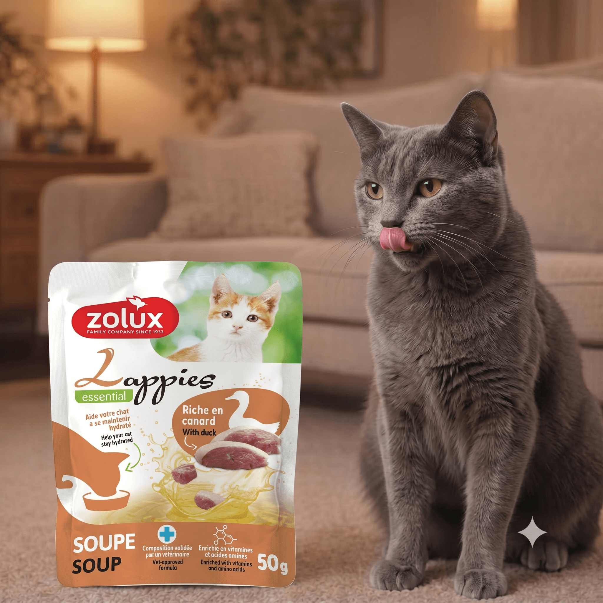 ZOLUX LAPPIES Katzensuppe mit Ente, 50 g – Bild 5