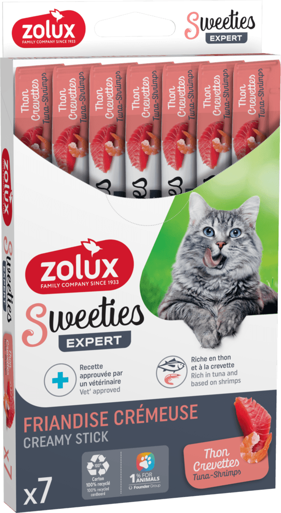 ZOLUX SWEETIES Cremesnack für Katzen mit Thunfisch und Garnelen, 14 g x 7 – Bild 3