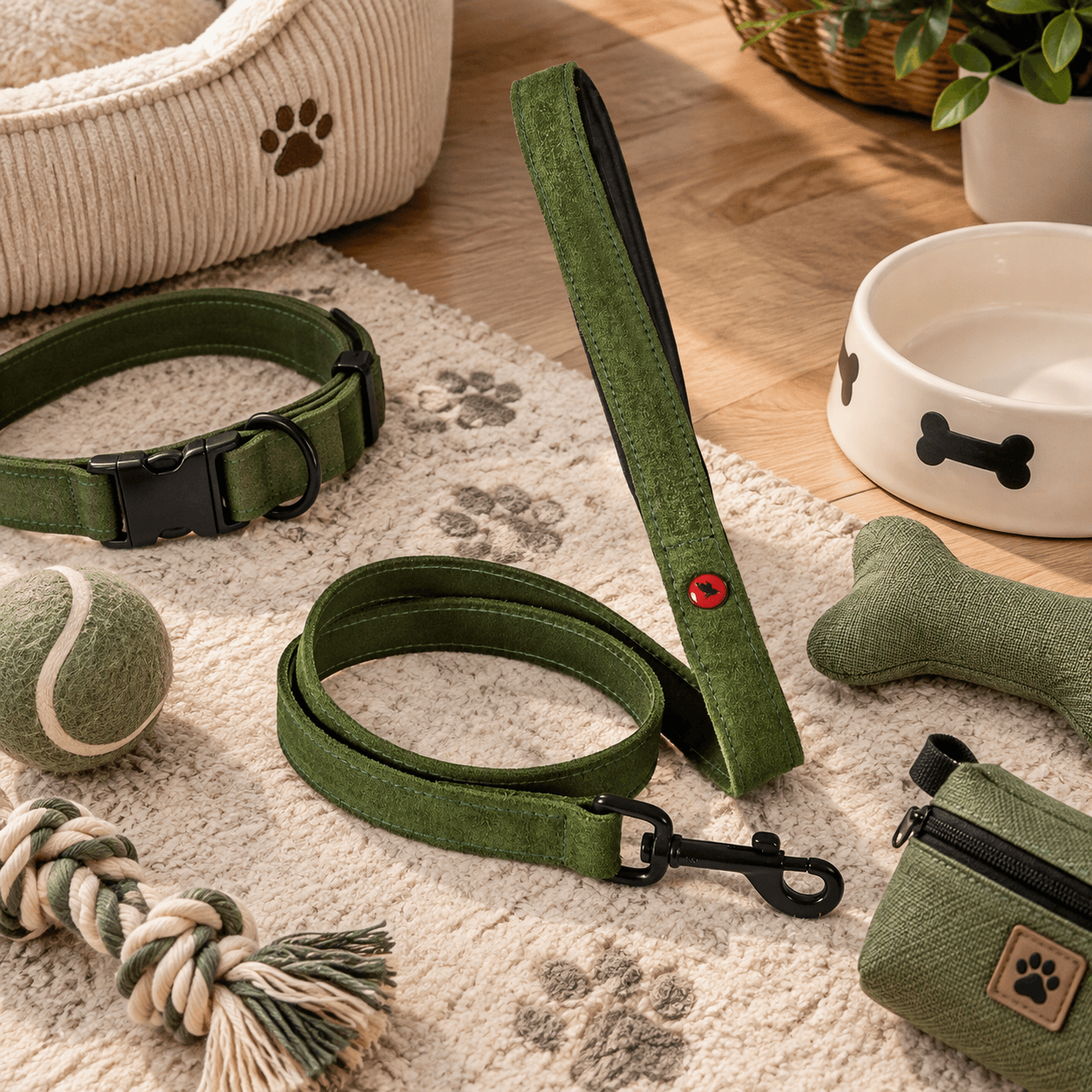 ZOLUX Komfort-Lederleine für Hunde, 1 m, 15 mm, grün – Bild 7