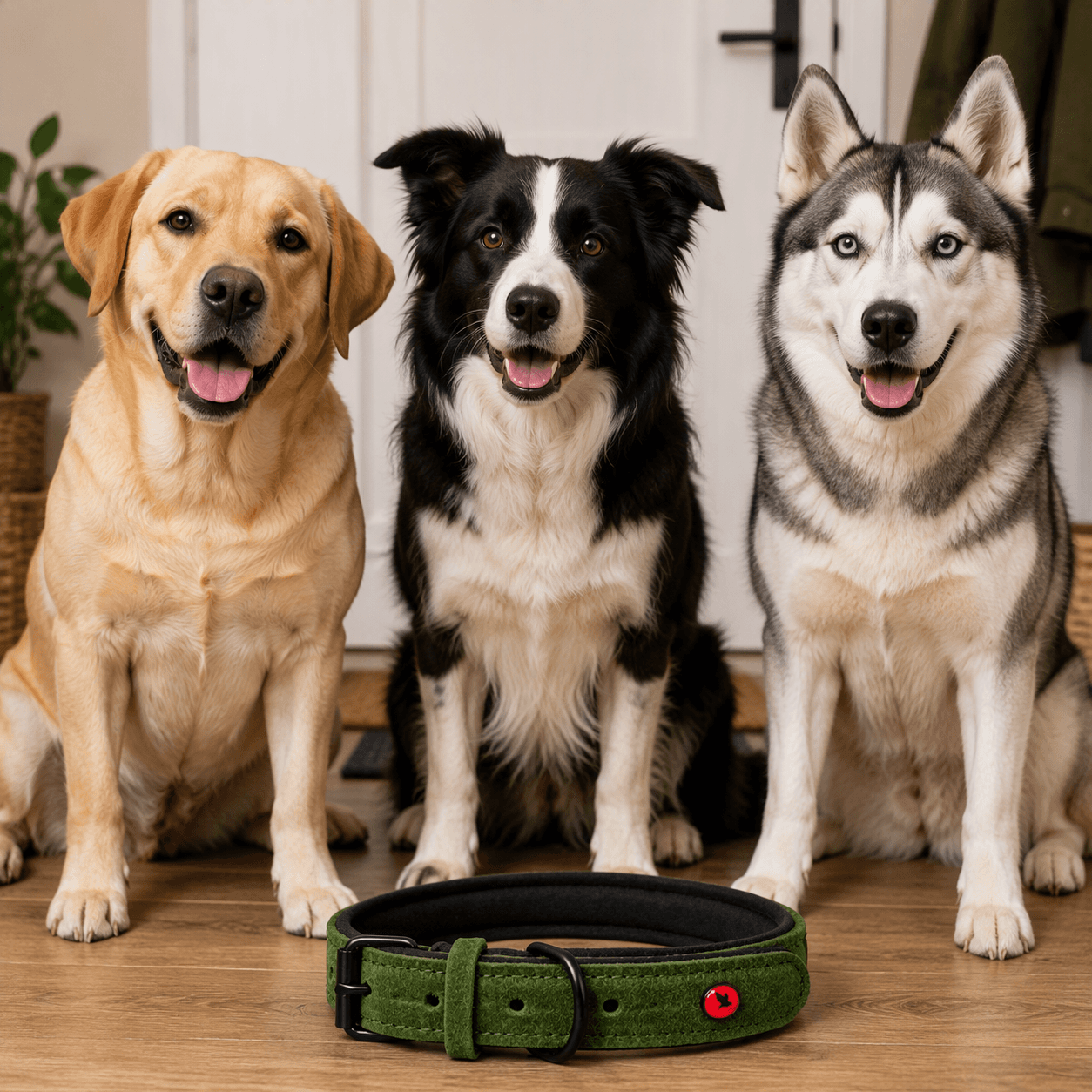 ZOLUX Komfort-Lederhalsband für Hunde, 38–48 cm, 25 mm, grün – Bild 7