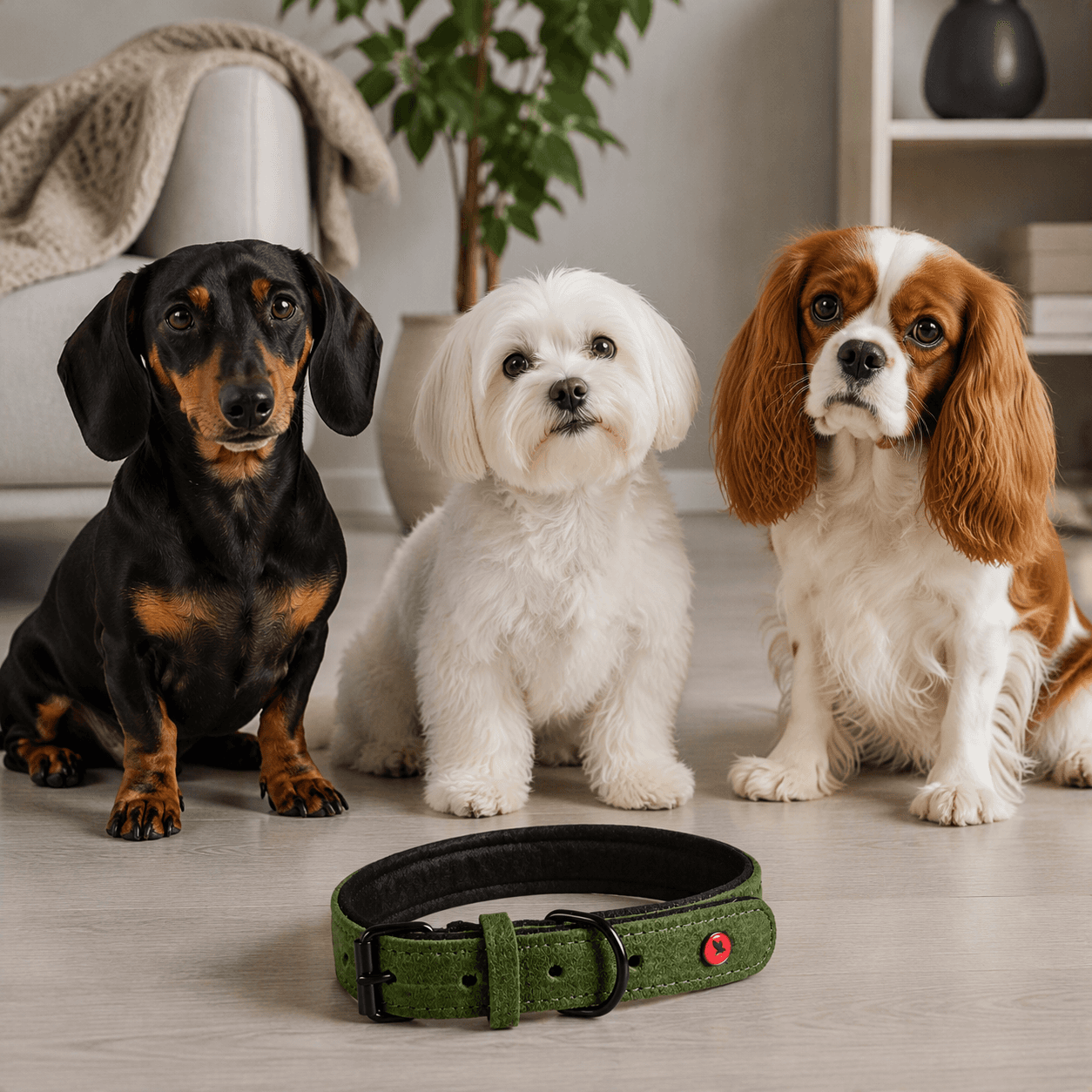 ZOLUX Komfort-Lederhalsband für Hunde, 29–36 cm, 16 mm, grün – Bild 7