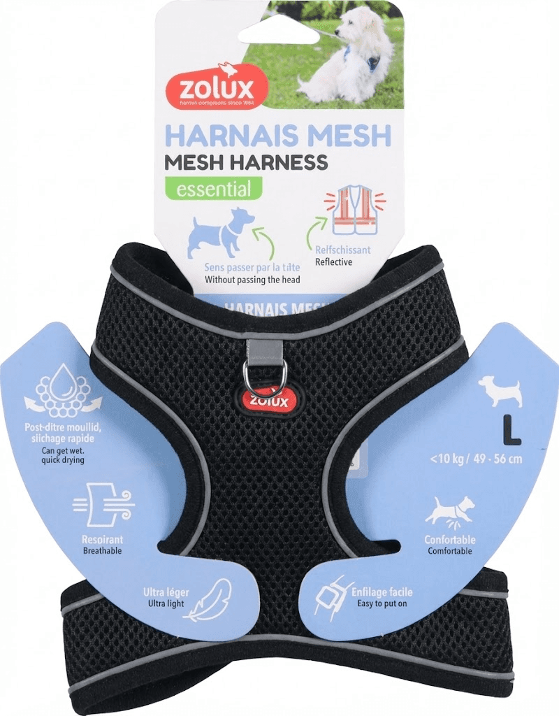 ZOLUX Atmungsaktives Mesh-Hundegeschirr, Größe L, schwarz – Bild 3