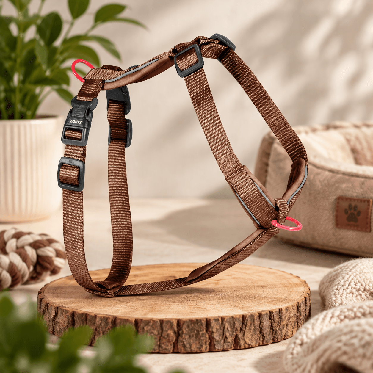 ZOLUX Premium-Nylon-Hundegeschirr, Größe XS, 30–40 cm, 15 mm, mocha – Bild 3