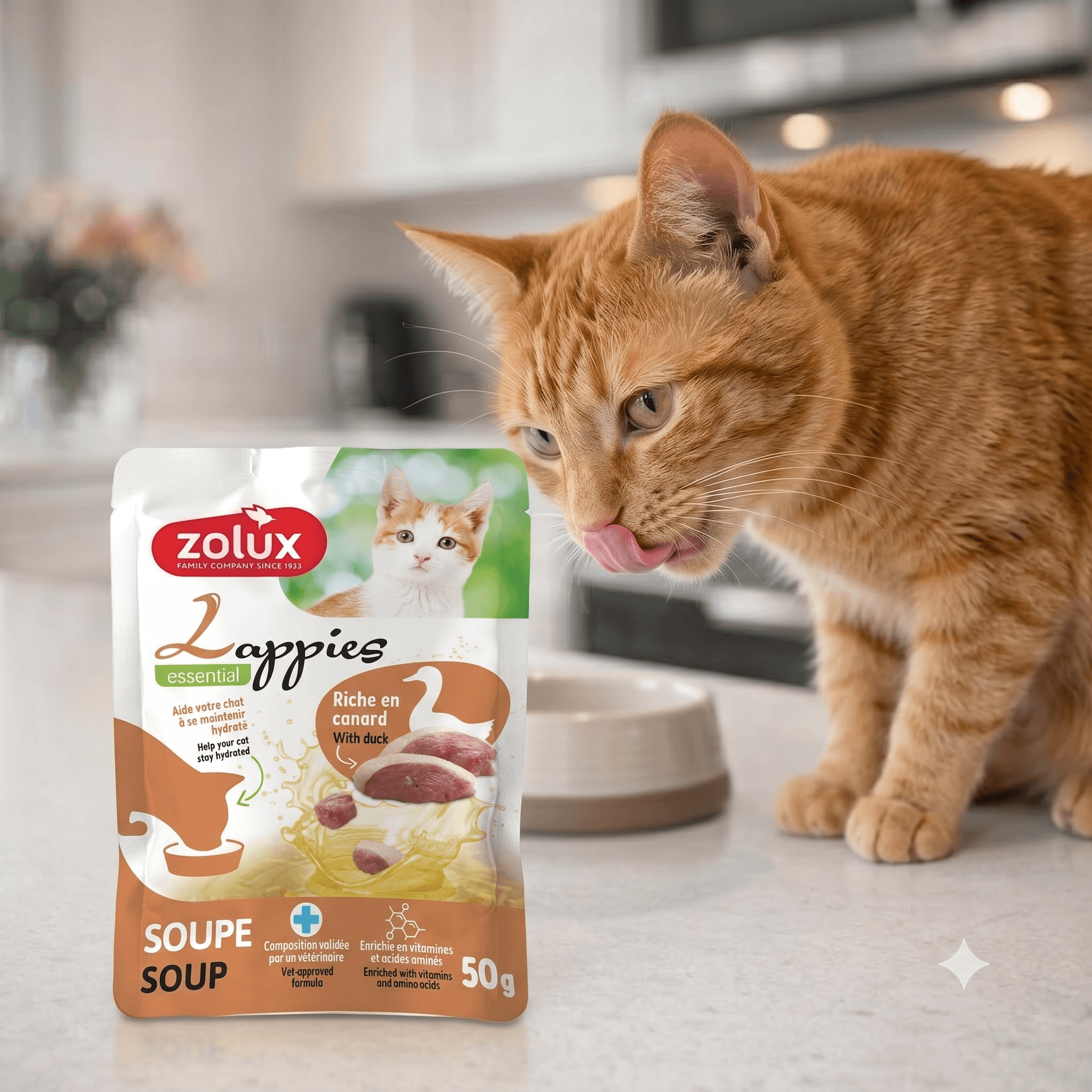 ZOLUX LAPPIES Katzensuppe mit Ente, 50 g – Bild 4