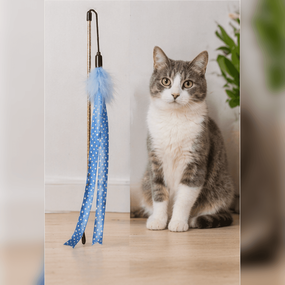 ZOLUX DOTIE Katzenspielangel mit Bändern und Federn, blau, 45 cm – Bild 6