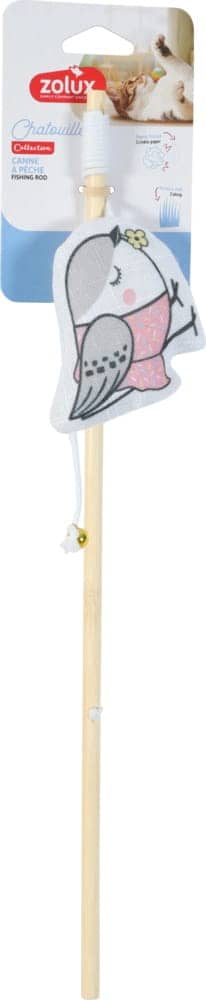 ZOLUX CHATOUILLE Bambus-Spielangel für Katzen mit Vogel im Kleid, 48,8 cm – Bild 1