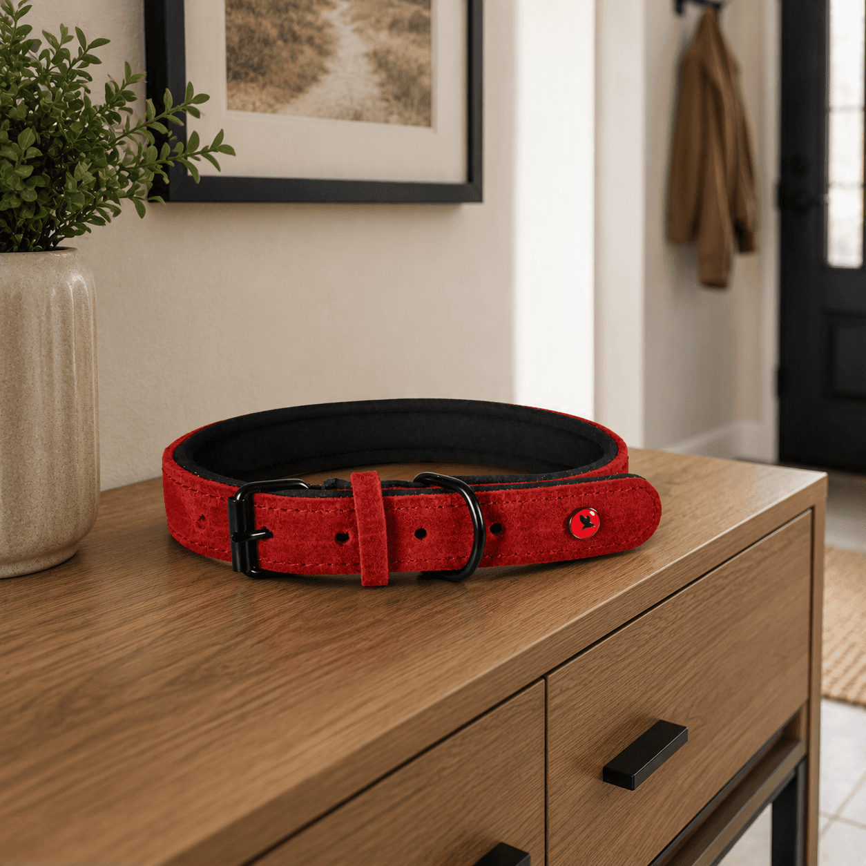 ZOLUX Komfort-Lederhalsband für Hunde, 53–65 cm, 30 mm, rot – Bild 4