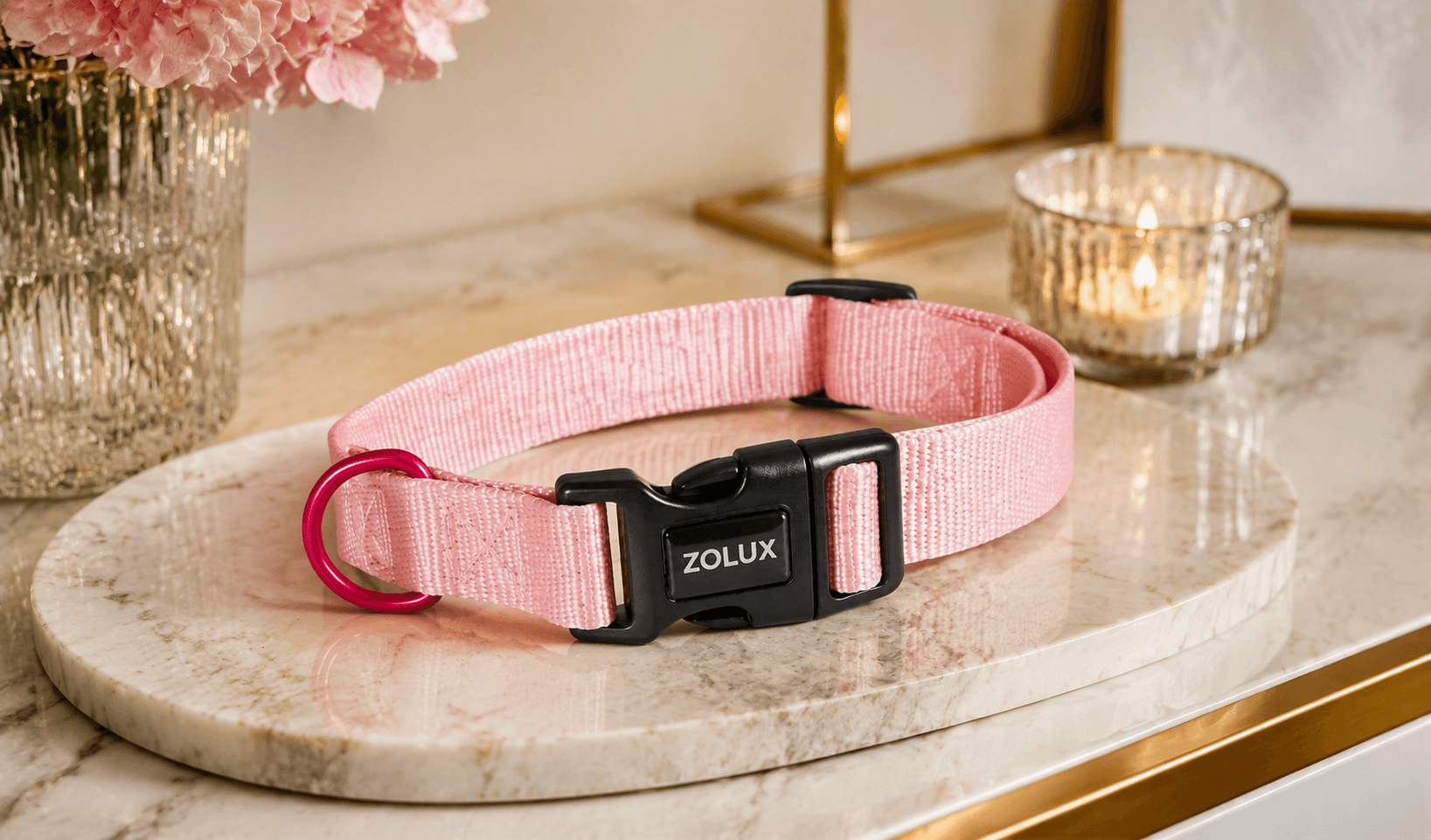 ZOLUX Klassisches Nylon-Hundehalsband, 21–36 cm, 10 mm, rosa – Bild 5