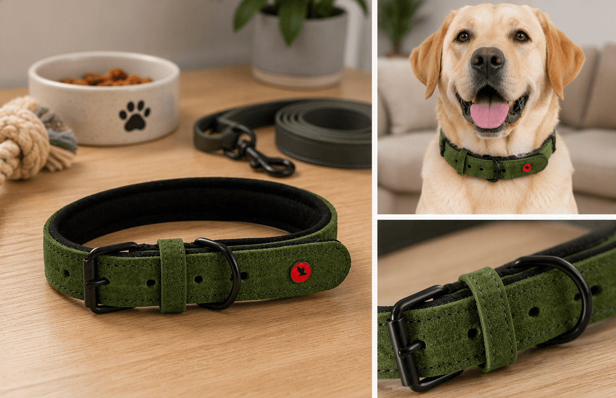ZOLUX Komfort-Lederhalsband für Hunde, 34–44 cm, 20 mm, grün – Bild 4