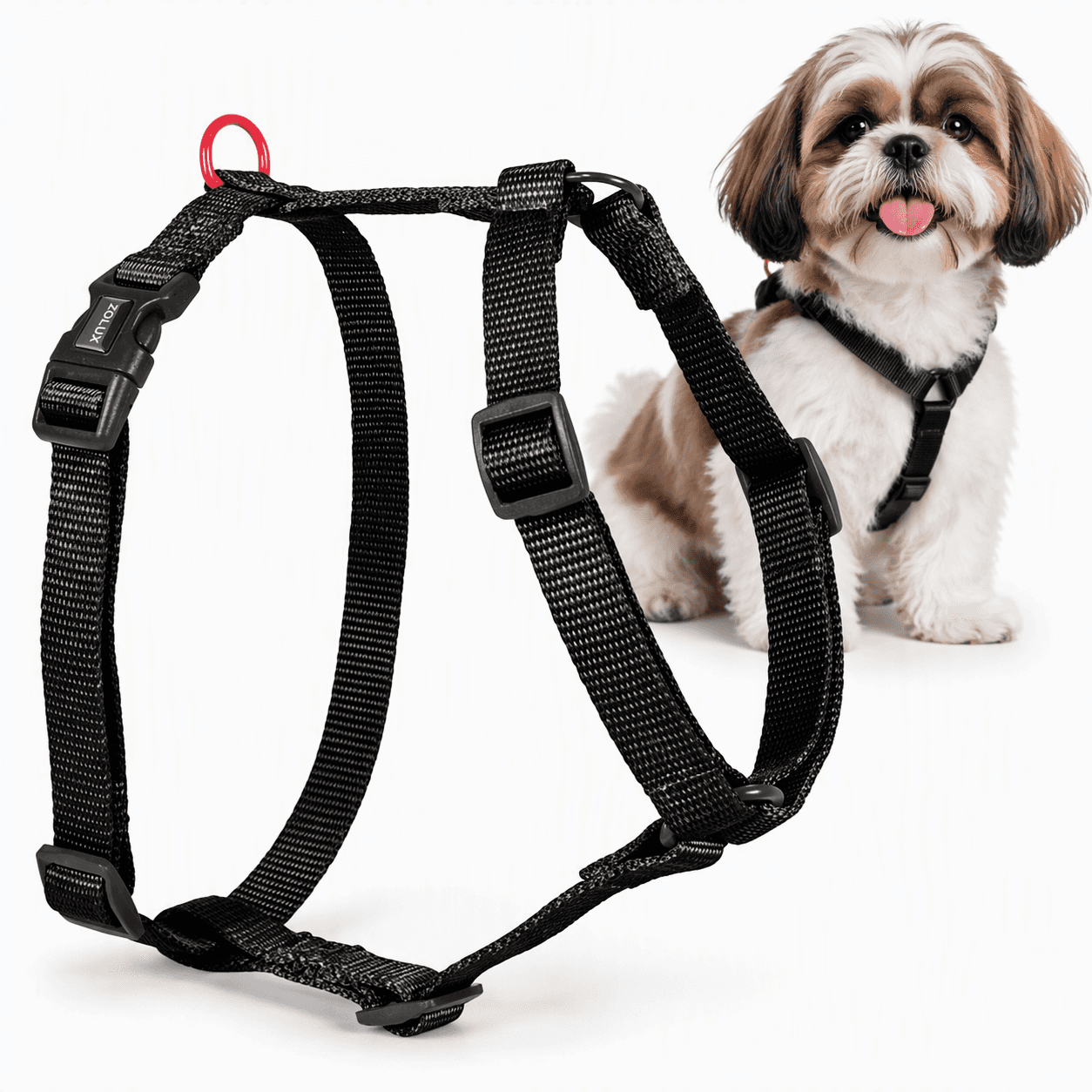ZOLUX Klassisches Nylon-Hundegeschirr, 27–42 cm, 15 mm, schwarz – Bild 1
