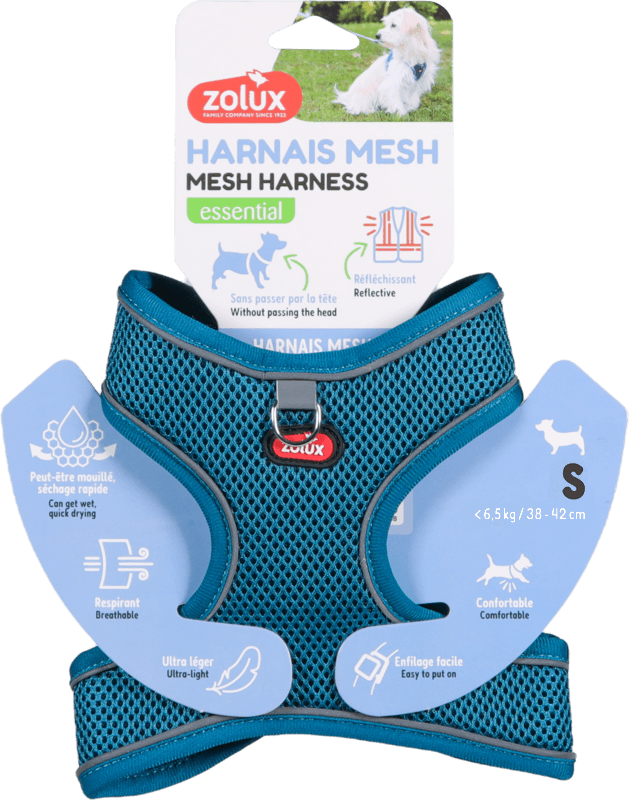 ZOLUX Atmungsaktives Mesh-Hundegeschirr, Größe S, türkis – Bild 3