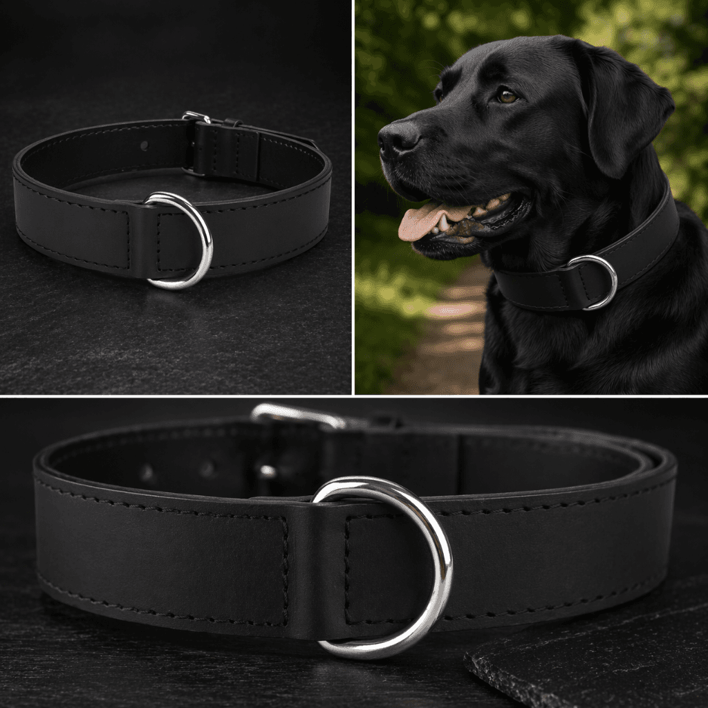 ZOLUX Verstärktes Hundehalsband aus Doppel-Leder, 80 cm, schwarz – Bild 6