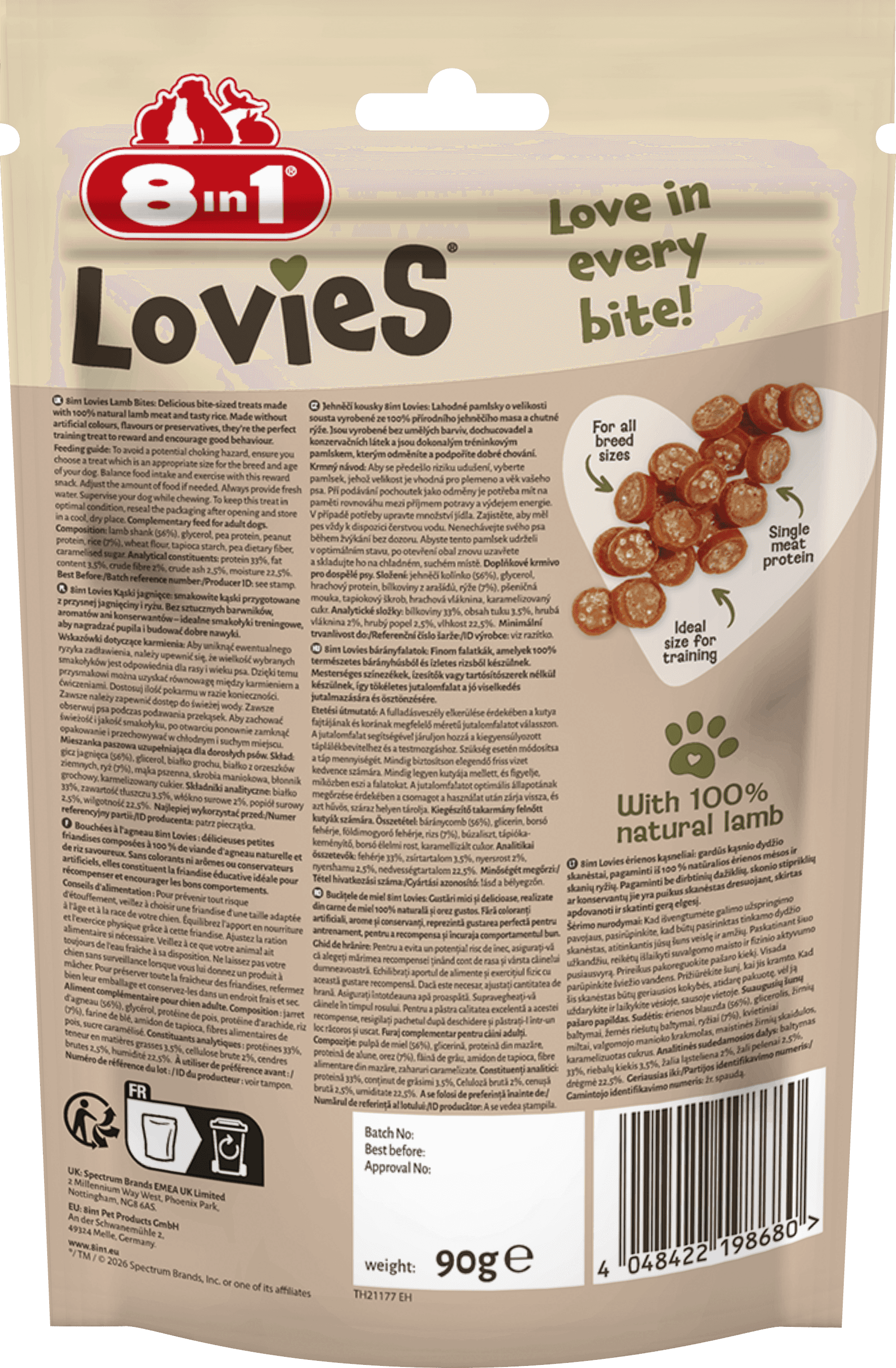 8in1 Lovies Bites Trainingsleckerlis Lamm 90g – Bild 2