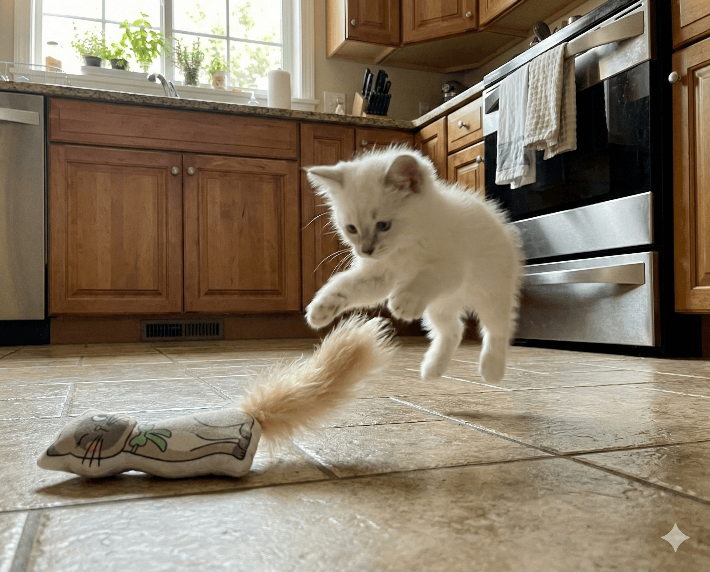 ZOLUX CHATOUILLE Katzenspielzeug, Katze mit Fliege, Federn und Katzenminze, 7,5 cm – Bild 4