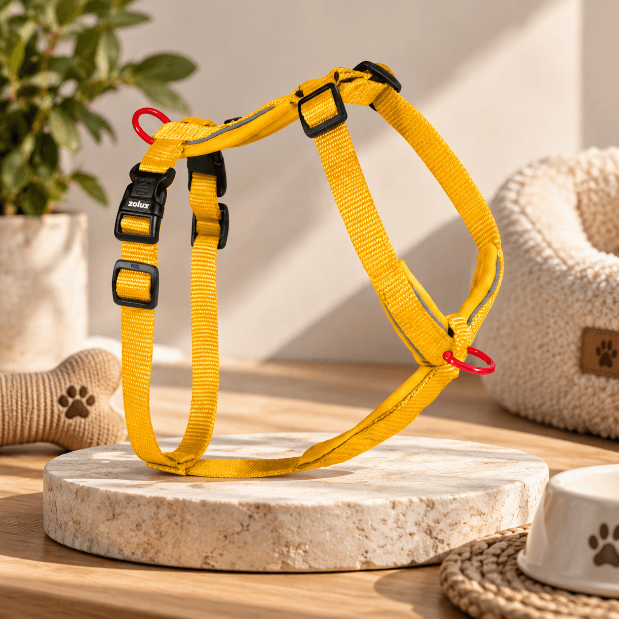 ZOLUX Premium-Nylon-Hundegeschirr, Größe M, 50–74 cm, 20 mm, gelb – Bild 4