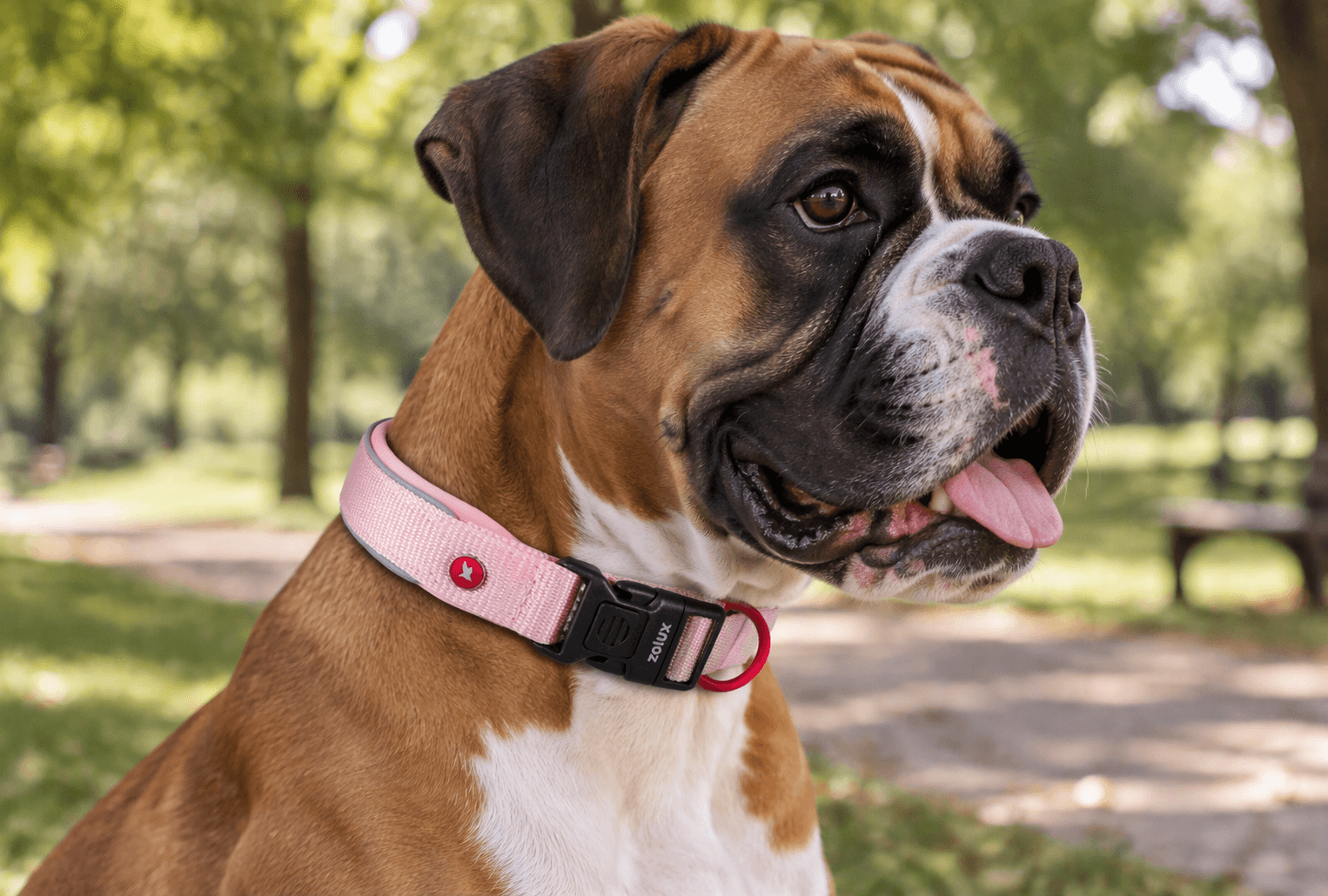 ZOLUX Premium-Nylon-Hundehalsband, Größe XL, 50–55 cm, 25 mm, rosa – Bild 8