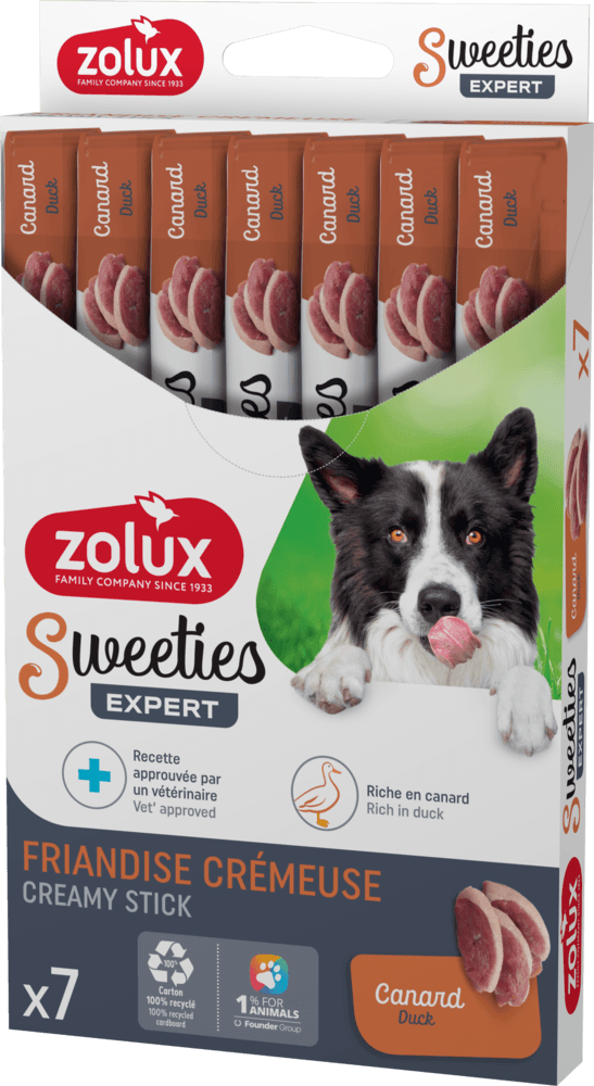 ZOLUX SWEETIES Cremiger Hundesnack mit Ente 7 x 14 g – Bild 3