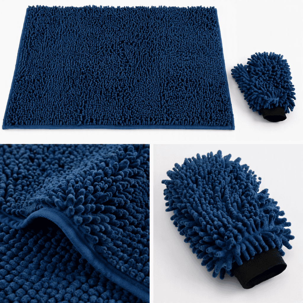 ZOLUX Mikrofaser-Handtuchmatte mit Handschuh zum Trocknen von Hunden, 90 × 60 cm, blau – Bild 9