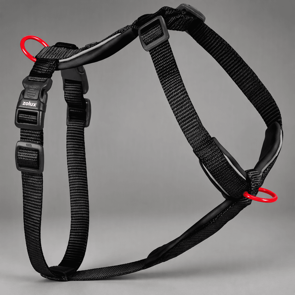 ZOLUX Premium-Nylon-Hundegeschirr, Größe L/XL, 65–97 cm, 25 mm, schwarz – Bild 7