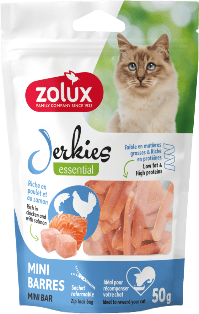 ZOLUX JERKIES Katzensnack mit Hähnchen und Lachs, 50 g – Bild 3