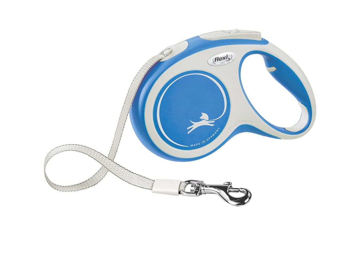 FLEXI Automatikleine für Hunde New Comfort M – Gurt 5 m, Farbe: Blau