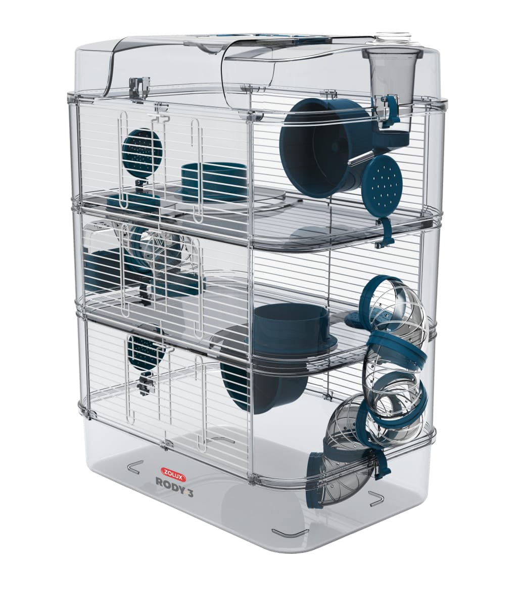 ZOLUX Käfig für Hamster und Mäuse RODY 3 TRIO, Farbe Blau